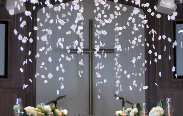 Cascading silk rose petals
