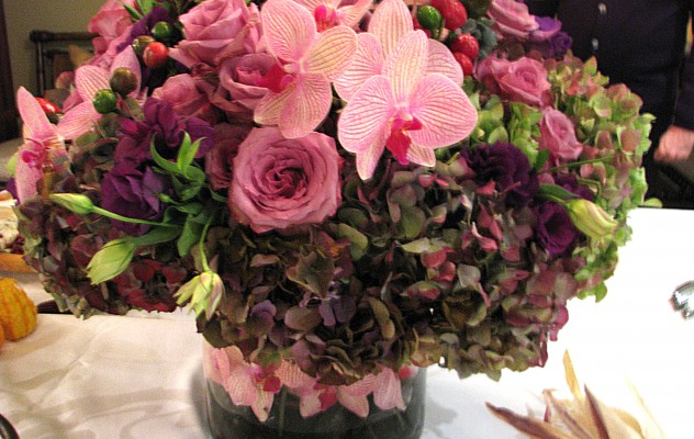 Orchid Lined Vase Floral Arrangement